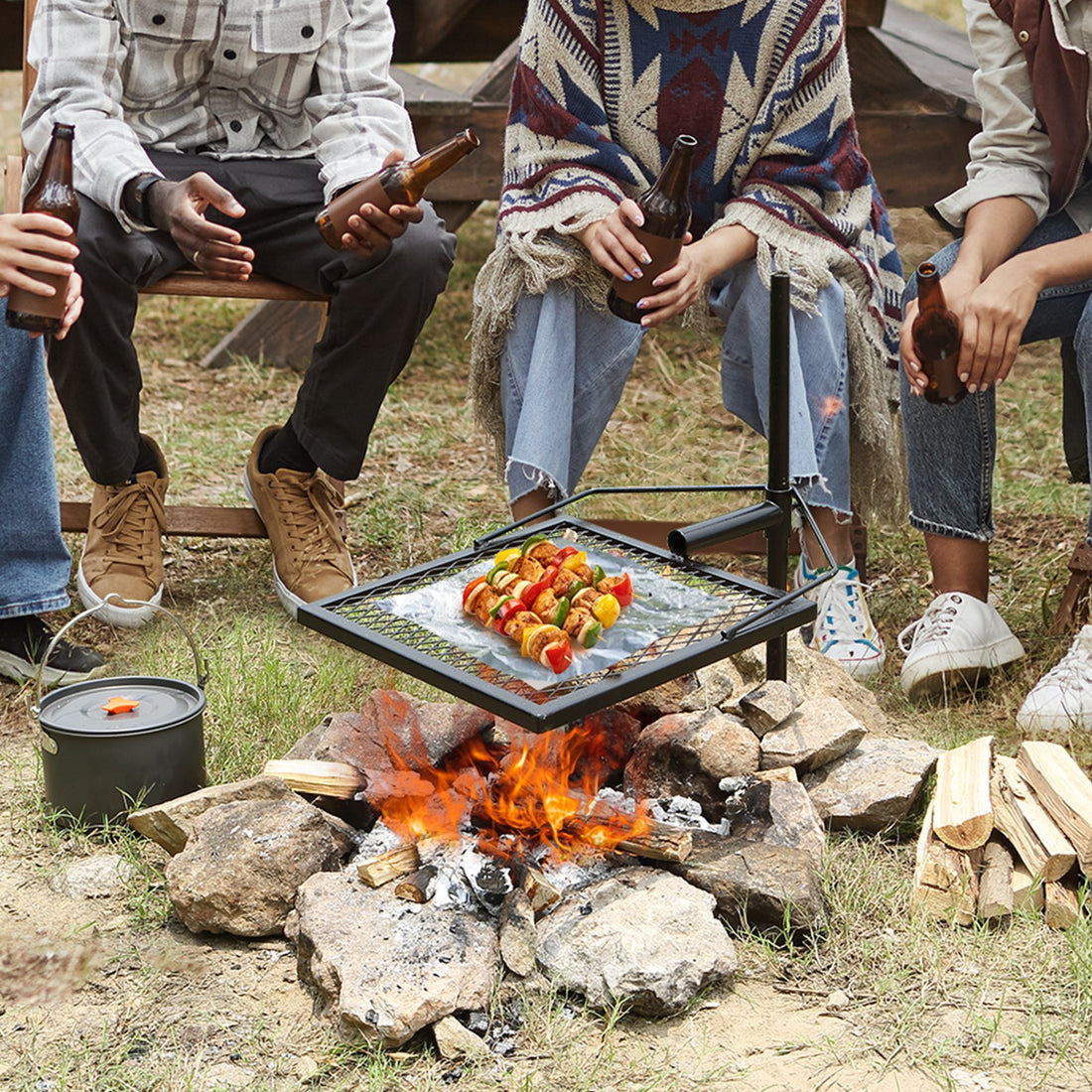 VEVOR Swivel Campfire Grill Heavy Duty Steel BBQ Rack