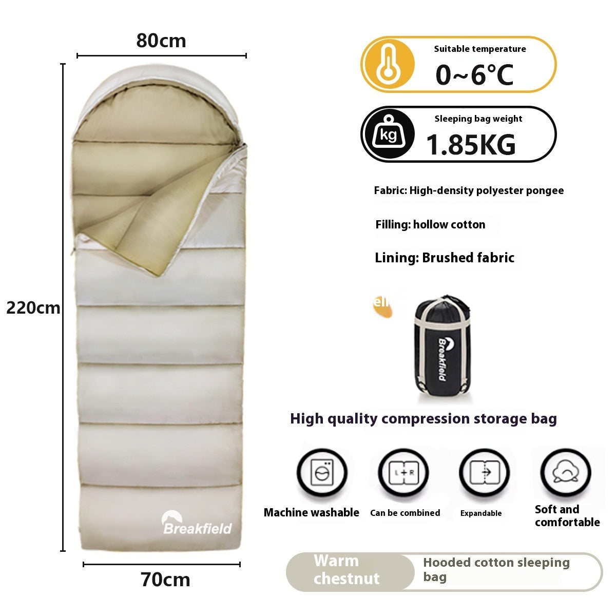 Thick Waterproof Cotton Sleeping Bag For Four-Season Camping