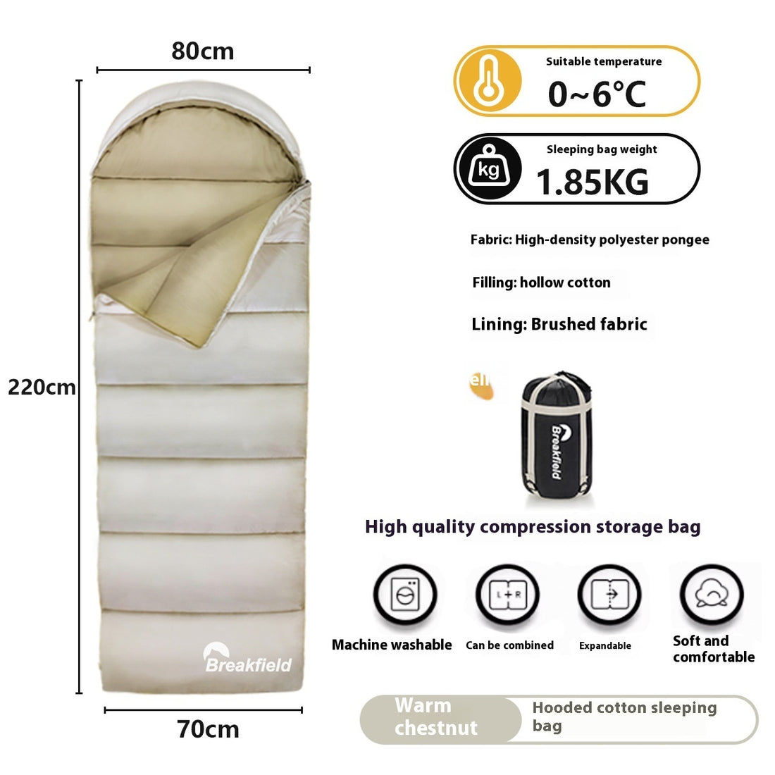 Thick Waterproof Cotton Sleeping Bag For Four-Season Camping