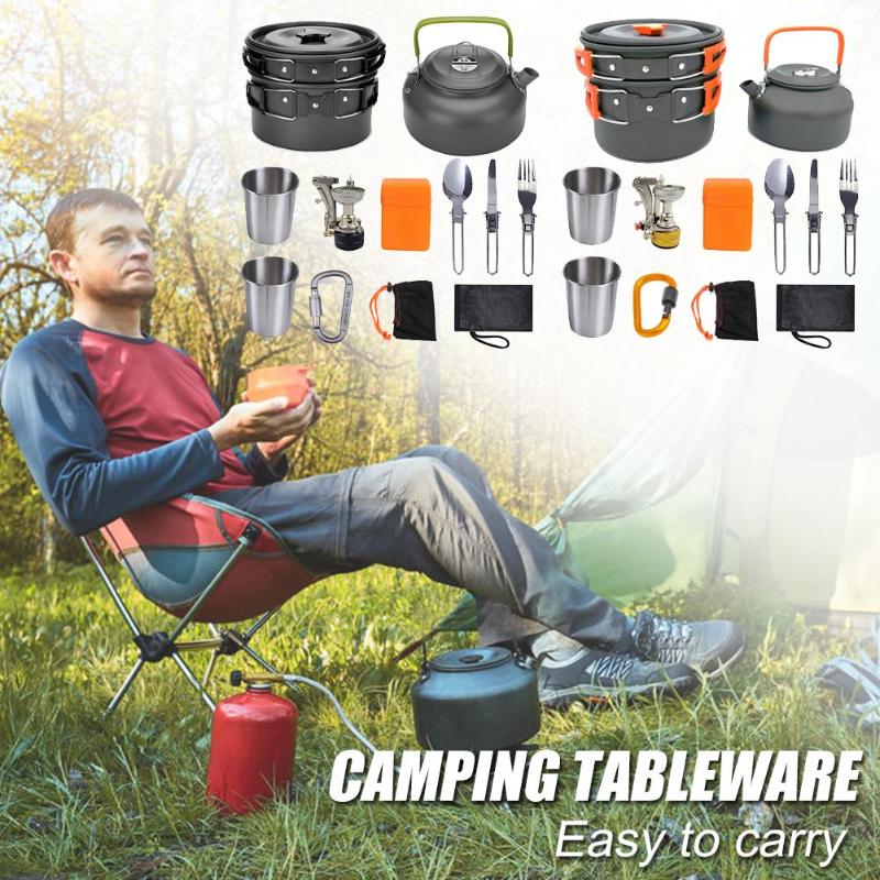 Aluminum Camping Cookware Kit For Outdoor Cooking And Travel