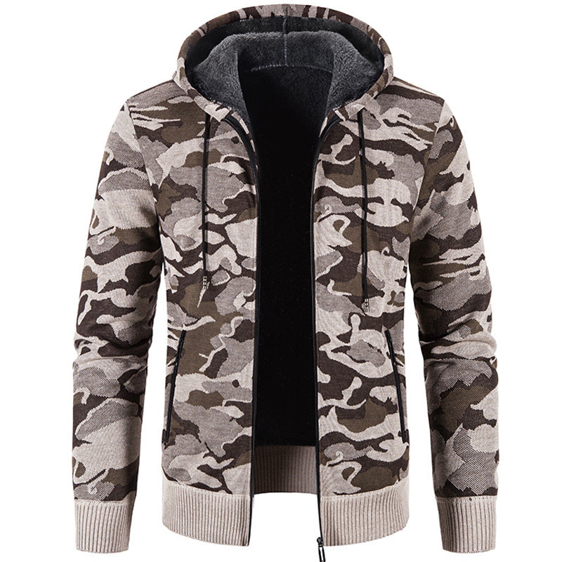 Outer Wear Camouflage Trend Sweater Top Clothes Men's Cardigan