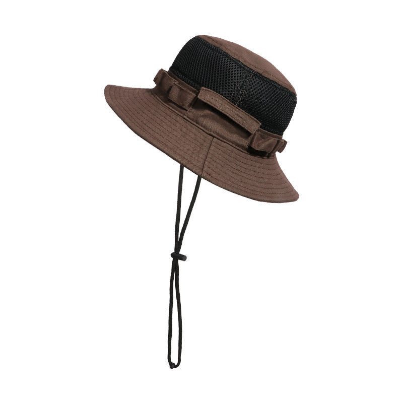 Men's Folding Travel Camping Sunscreen Drawstring Hat
