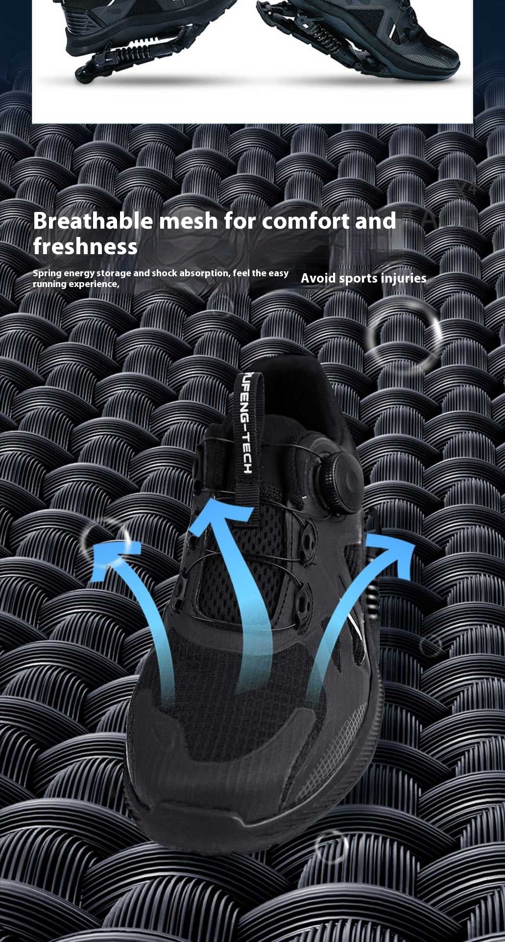 Black Tech Power Mechanical Marathon Running Shoes