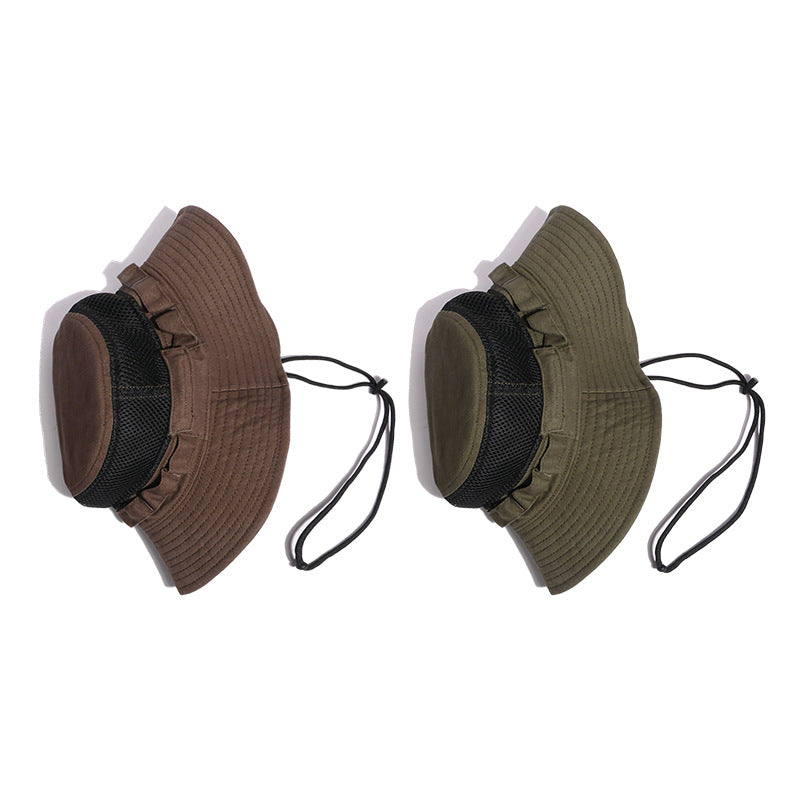 Men's Folding Travel Camping Sunscreen Drawstring Hat