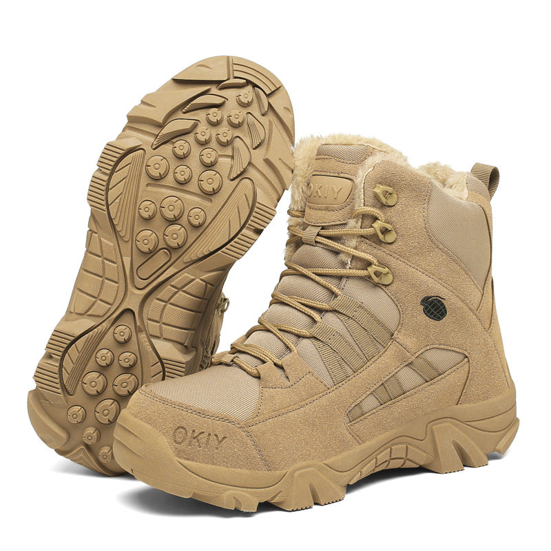 Men’s Winter Fleece Lined Combat Boots Warm Outdoor Climbing Shoes