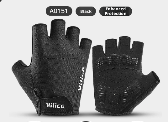 Half Finger Non Slip Shock Absorbing Cycling Gloves White Polyester Pair