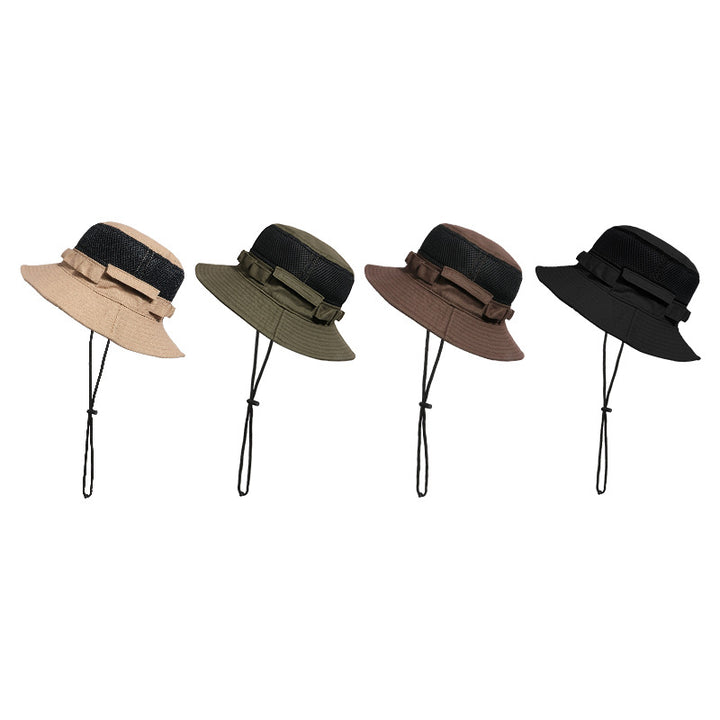 Men's Folding Travel Camping Sunscreen Drawstring Hat