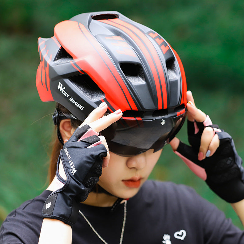 Integrated Goggles Cycling Helmet Mountain Road Bike Helmet