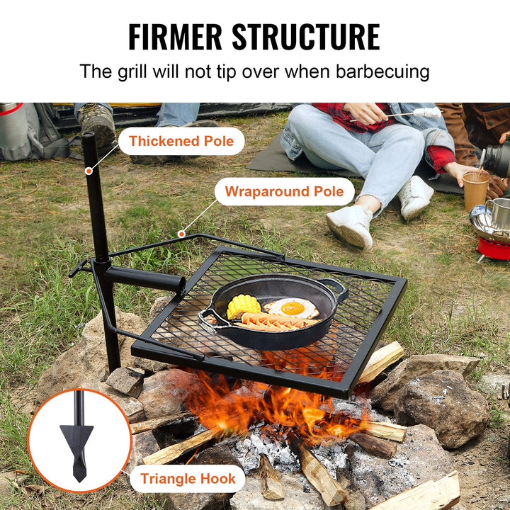 VEVOR Swivel Campfire Grill Heavy Duty Steel BBQ Rack