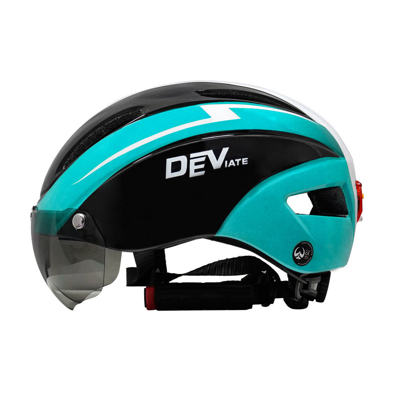 Cycling Helmet With Goggles And Taillight