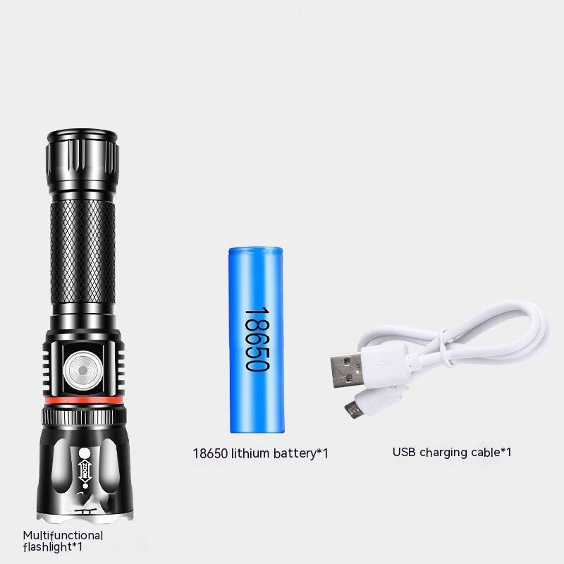 Telescopic Multifunctional T6 Outdoor Flashlight With Strong Light