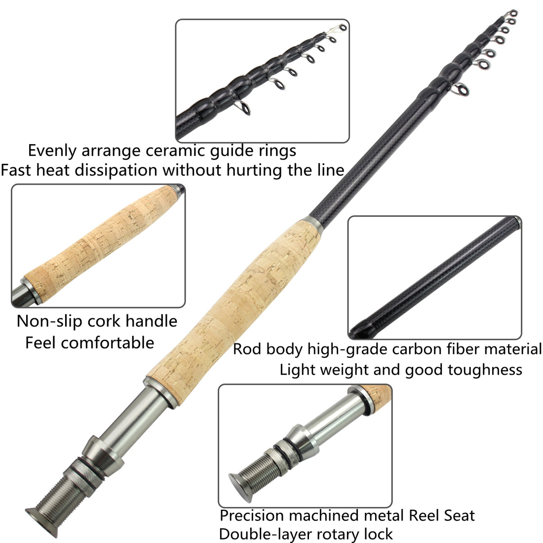 Carbon Fly Fishing Rod With Wooden Handle