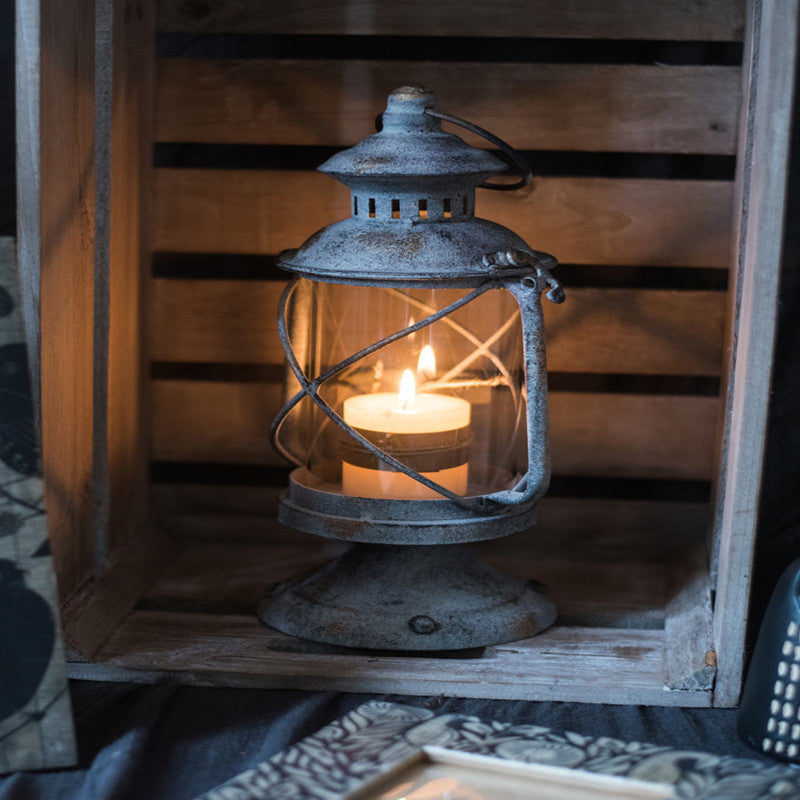Retro Iron Candlestick Small Lantern Decorative Ornaments