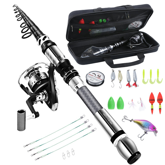 Bntteam Carbon Telescopic Fishing Rod And Spinning Reel Combo