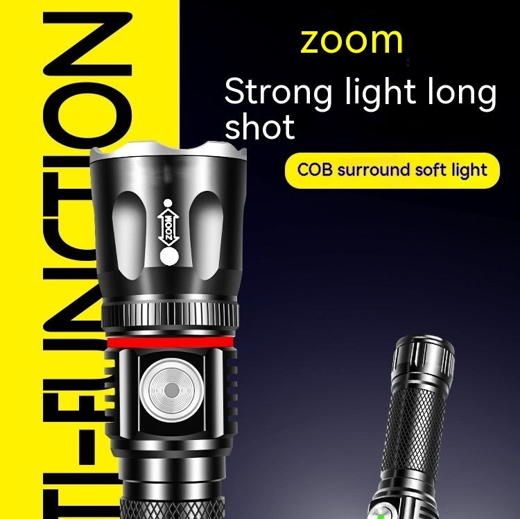 Telescopic Multifunctional T6 Outdoor Flashlight With Strong Light
