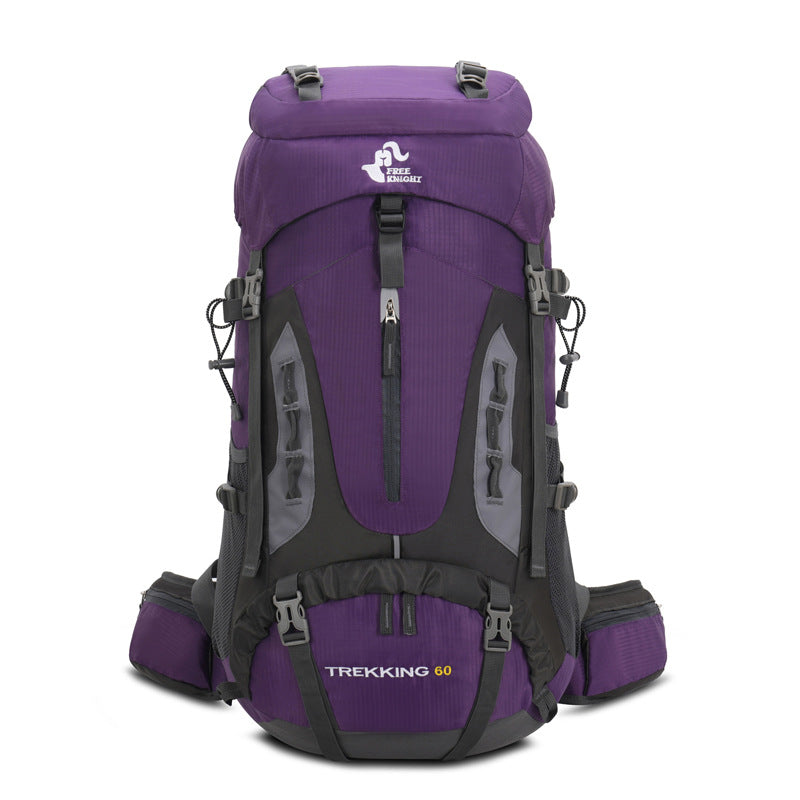 60L Mountaineering Hiking Backpack With Rain Cover For Camping
