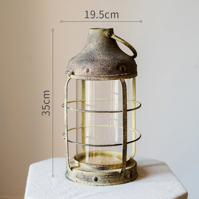 Retro Iron Candlestick Small Lantern Decorative Ornaments