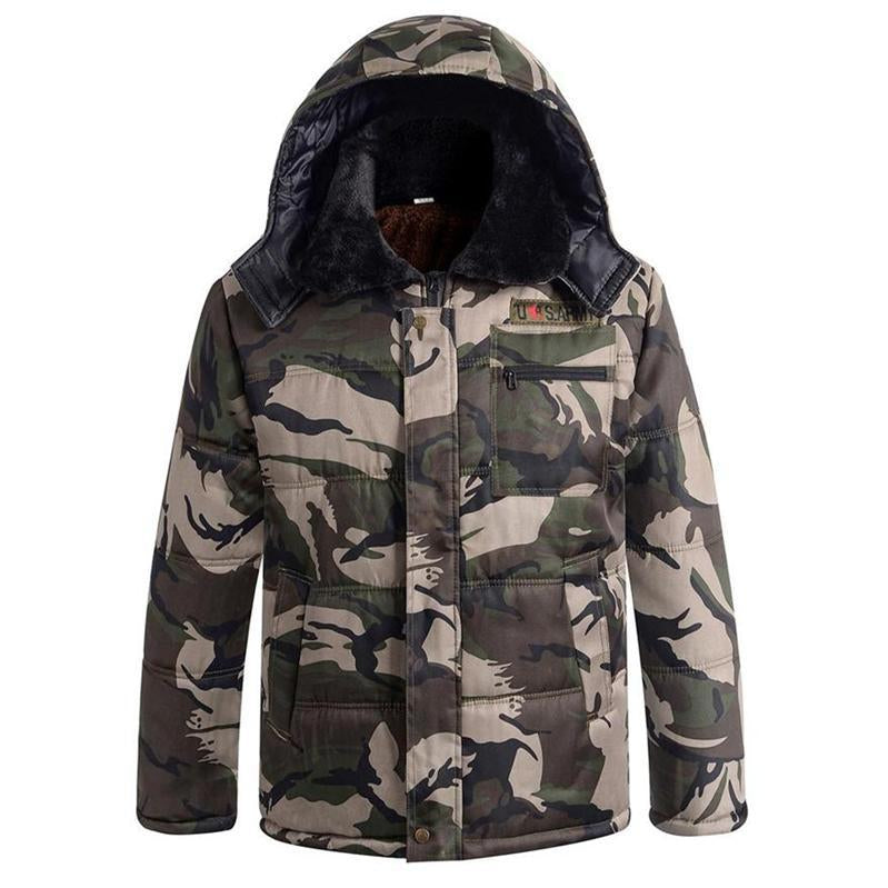 Men’s Winter Camouflage Fleece Lined Thick Cotton Padded Jacket