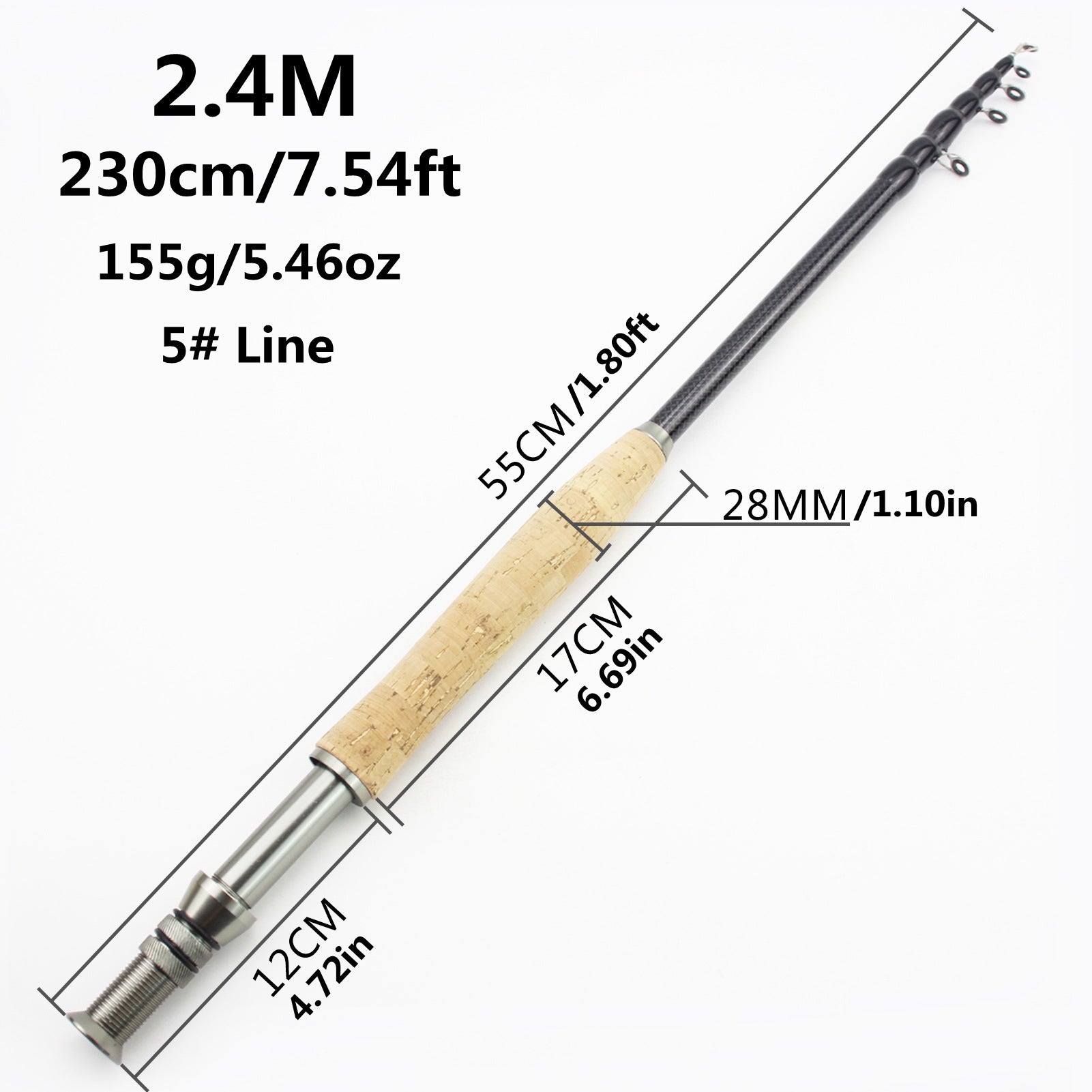 Carbon Fly Fishing Rod With Wooden Handle