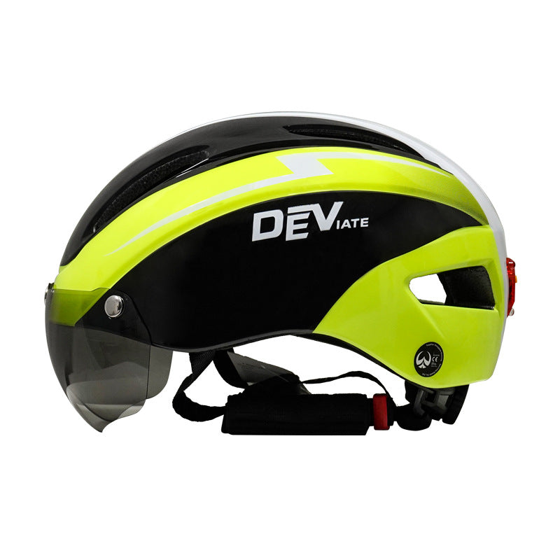 Cycling Helmet With Goggles And Taillight