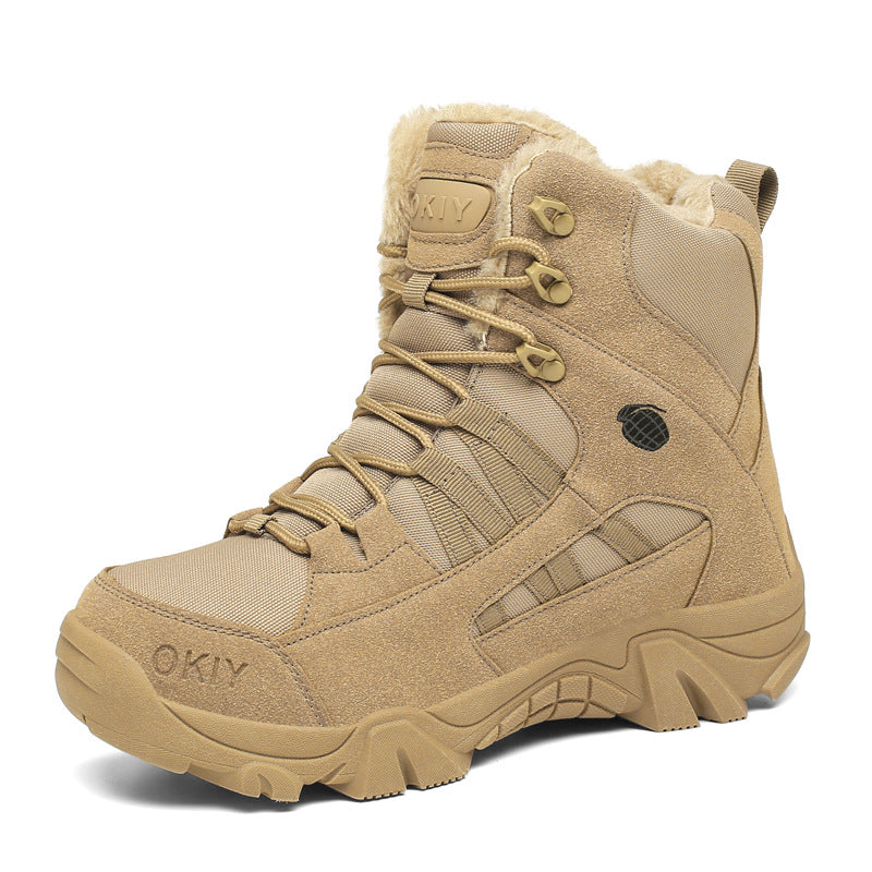 Men’s Winter Fleece Lined Combat Boots Warm Outdoor Climbing Shoes