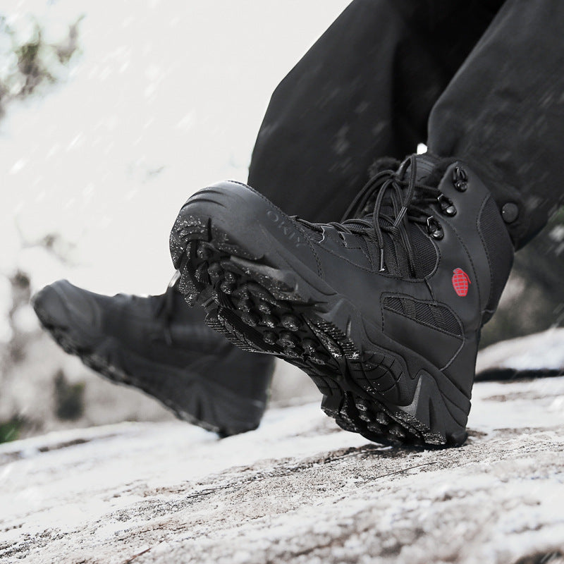Men’s Winter Fleece Lined Combat Boots Warm Outdoor Climbing Shoes