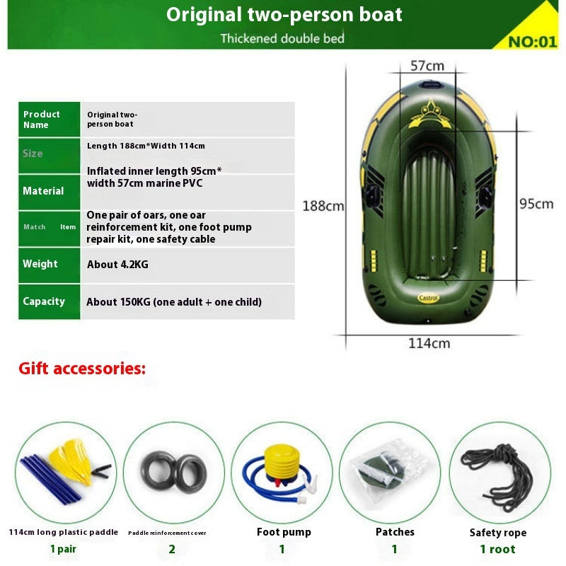 WTY Thickened Kayak Drifting Fishing Boat For Outdoor Use