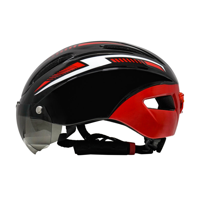 Cycling Helmet With Goggles And Taillight