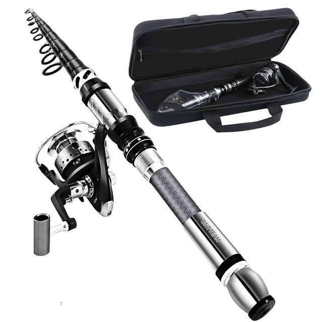 Bntteam Carbon Telescopic Fishing Rod And Spinning Reel Combo