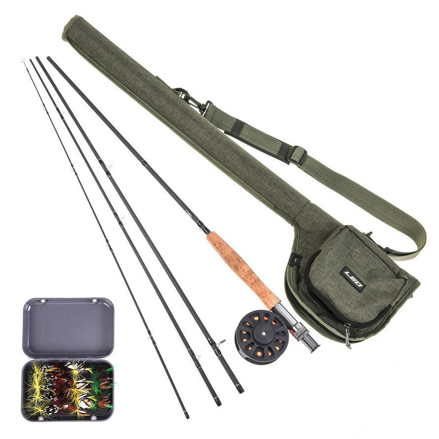 Portable Fly Fishing Rod Reel Combo With Canvas Carry Case
