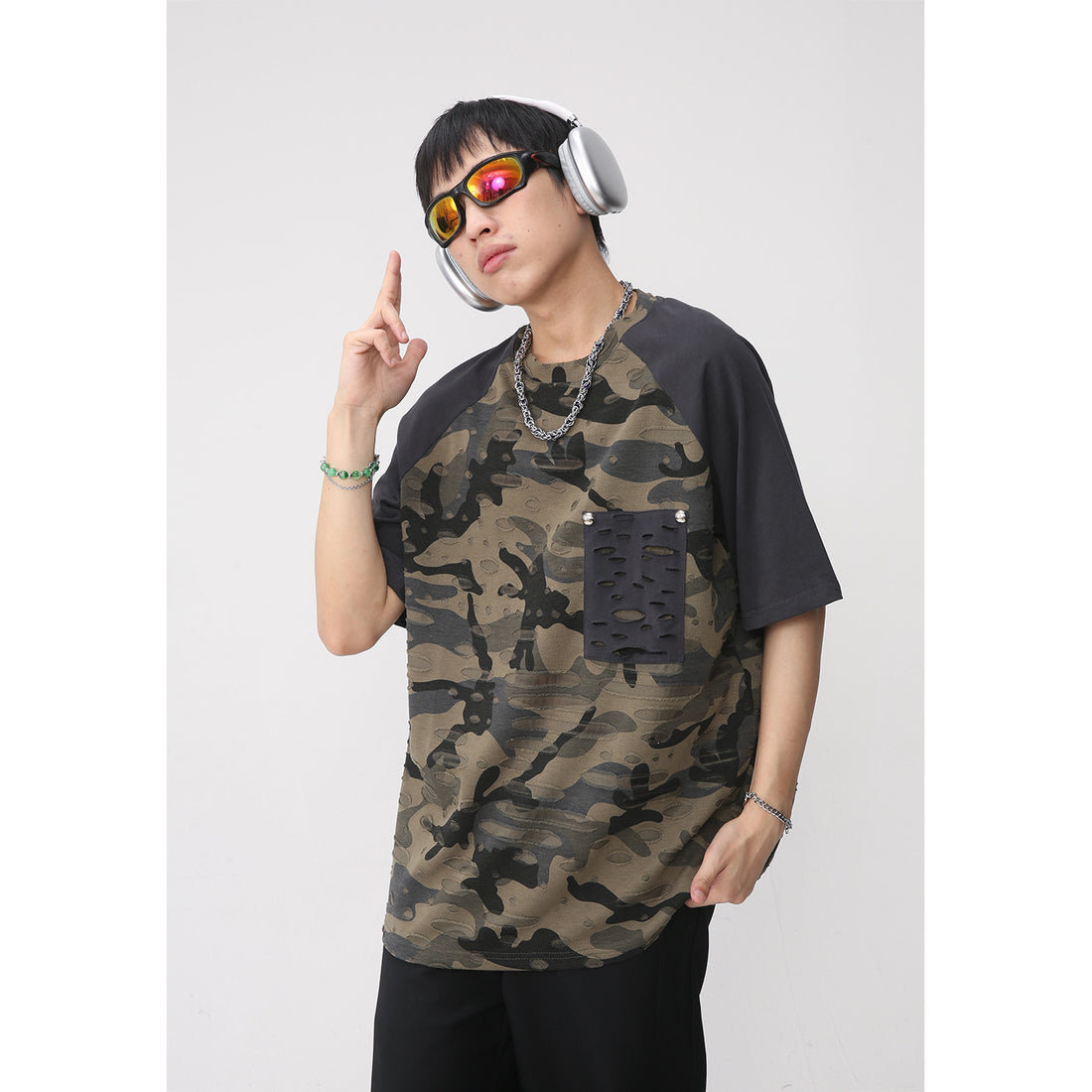 Summer Camouflage Patchwork Short Sleeve T-Shirt