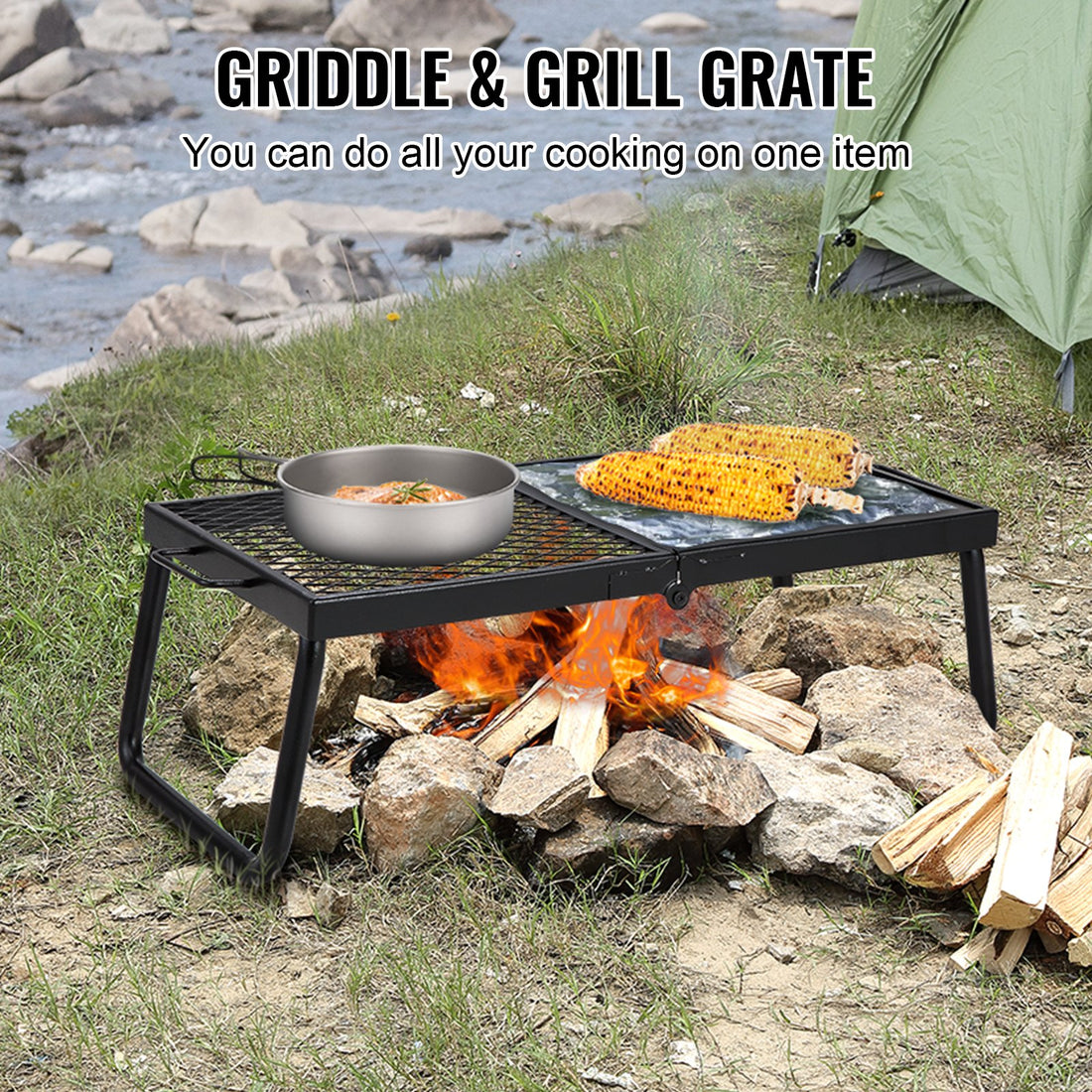 VEVOR Folding Campfire Grill Heavy Duty Steel Grate