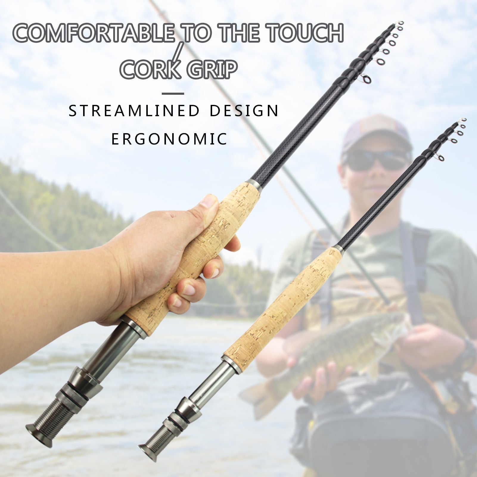 Carbon Fly Fishing Rod With Wooden Handle