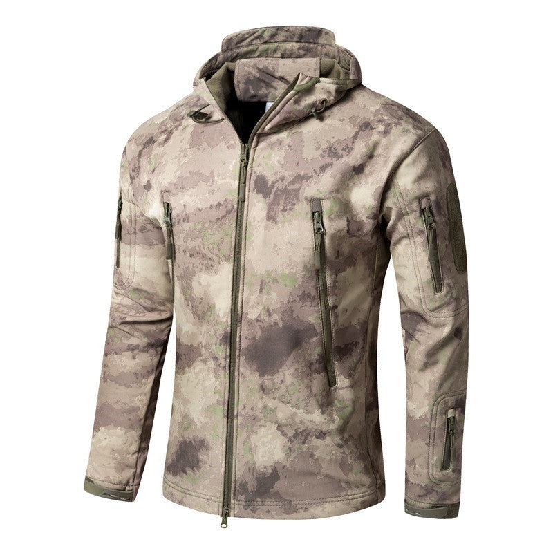 Large Size Soft Shell Fleece Outdoor Jacket Warm Camouflage Winter