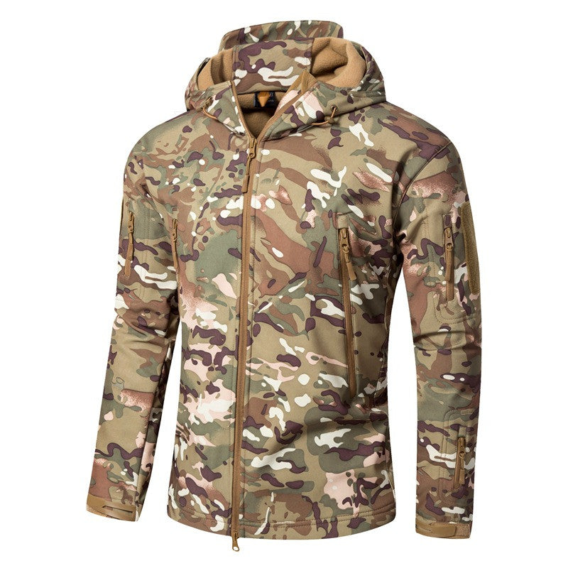 Large Size Soft Shell Fleece Outdoor Jacket Warm Camouflage Winter
