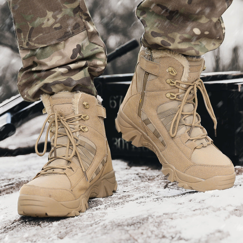 Men’s Winter Fleece Lined Combat Boots Warm Outdoor Climbing Shoes