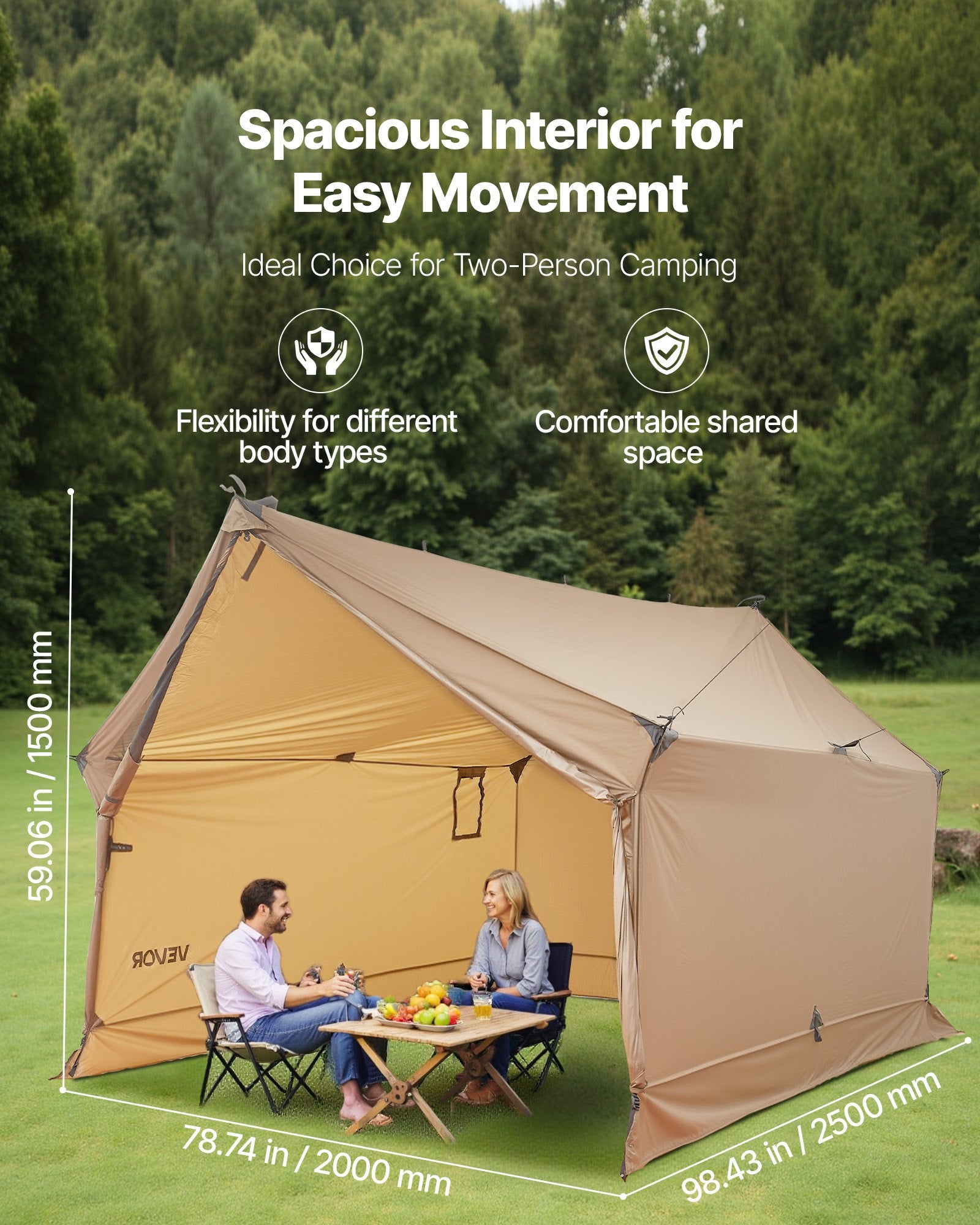 Lightweight Waterproof Cabin Hot Tent 2 Person Stove Jack
