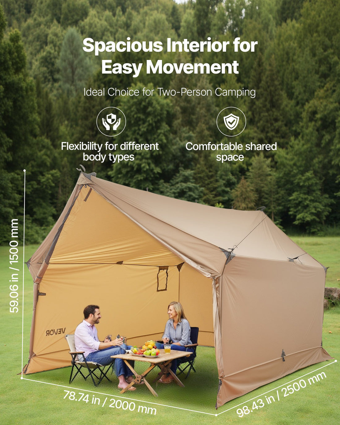 Lightweight Waterproof Cabin Hot Tent 2 Person Stove Jack