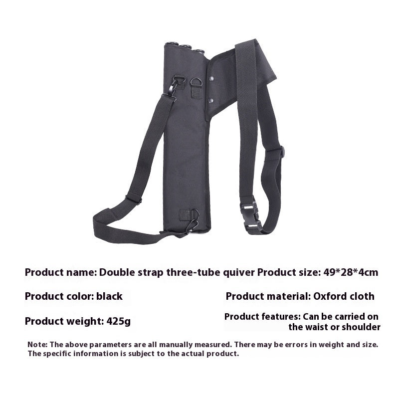 Double Strap Arrow Pot Three Tube Quiver Waist Cross