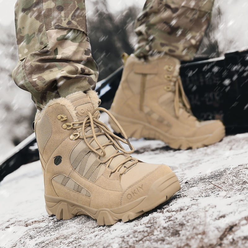 Men’s Winter Fleece Lined Combat Boots Warm Outdoor Climbing Shoes