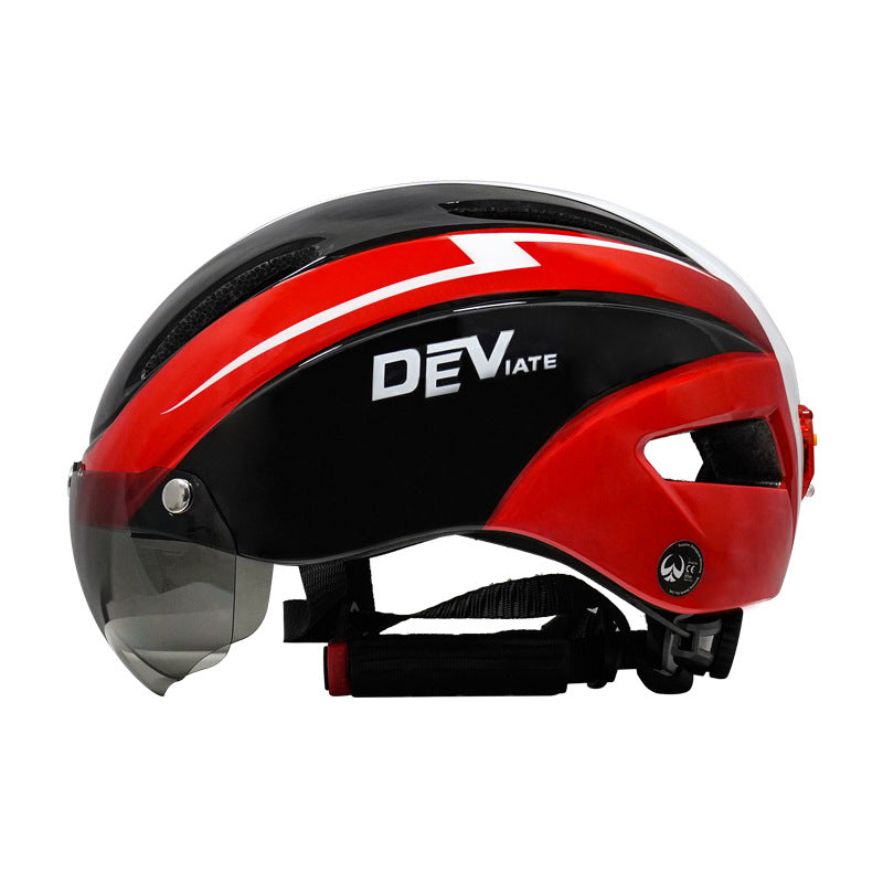 Cycling Helmet With Goggles And Taillight