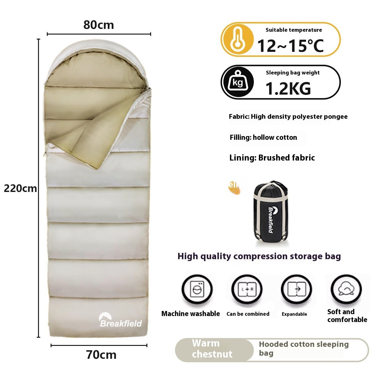 Thick Waterproof Cotton Sleeping Bag For Four-Season Camping