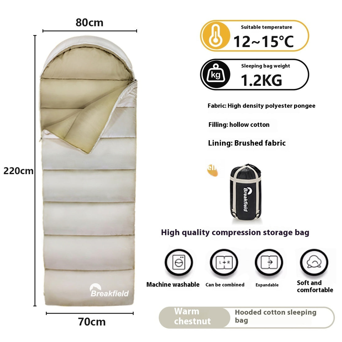 Thick Waterproof Cotton Sleeping Bag For Four-Season Camping