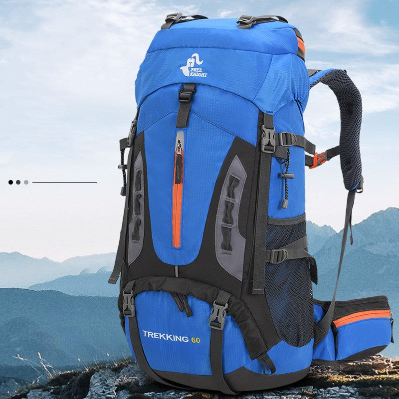 60L Mountaineering Hiking Backpack With Rain Cover For Camping