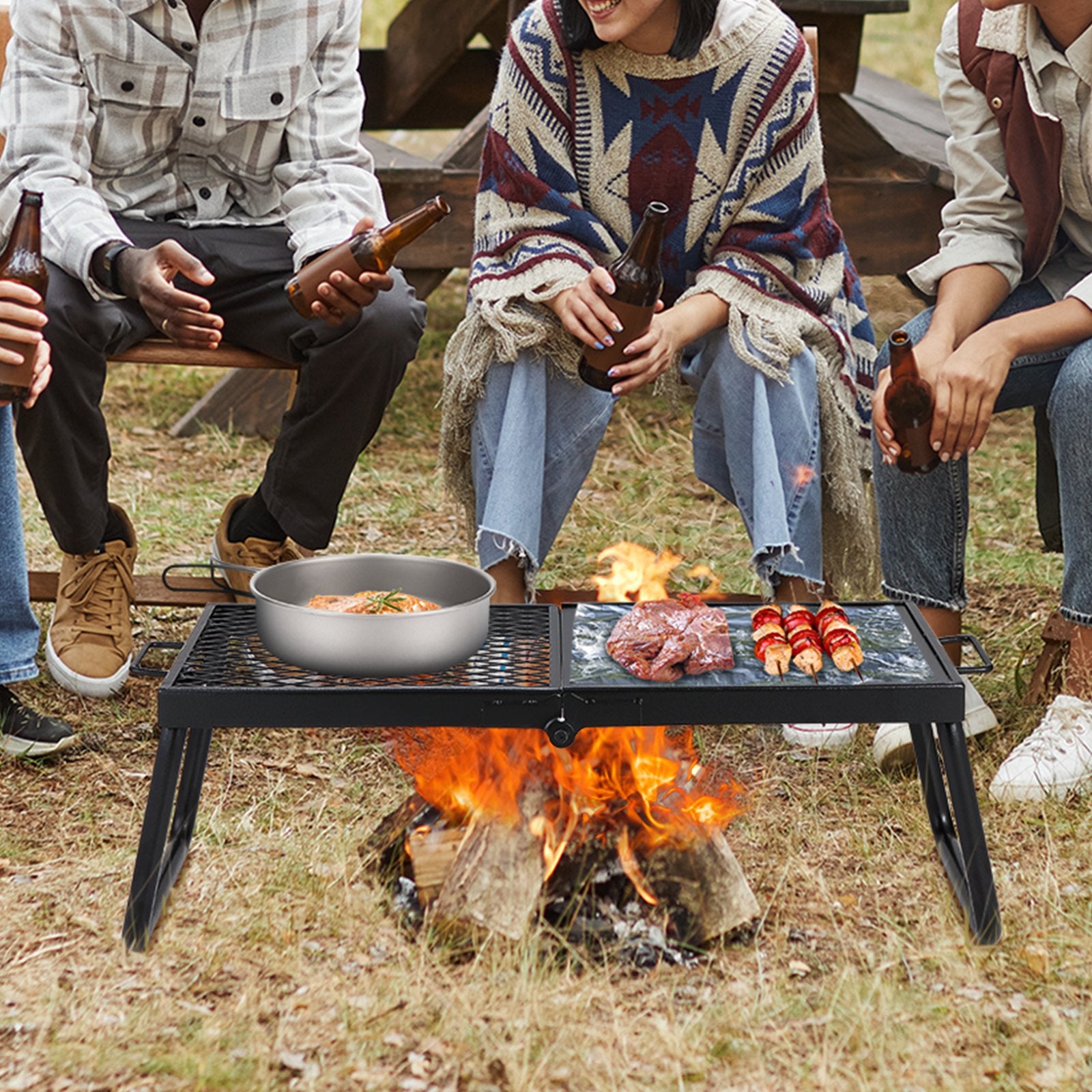 VEVOR Folding Campfire Grill Heavy Duty Steel Grate