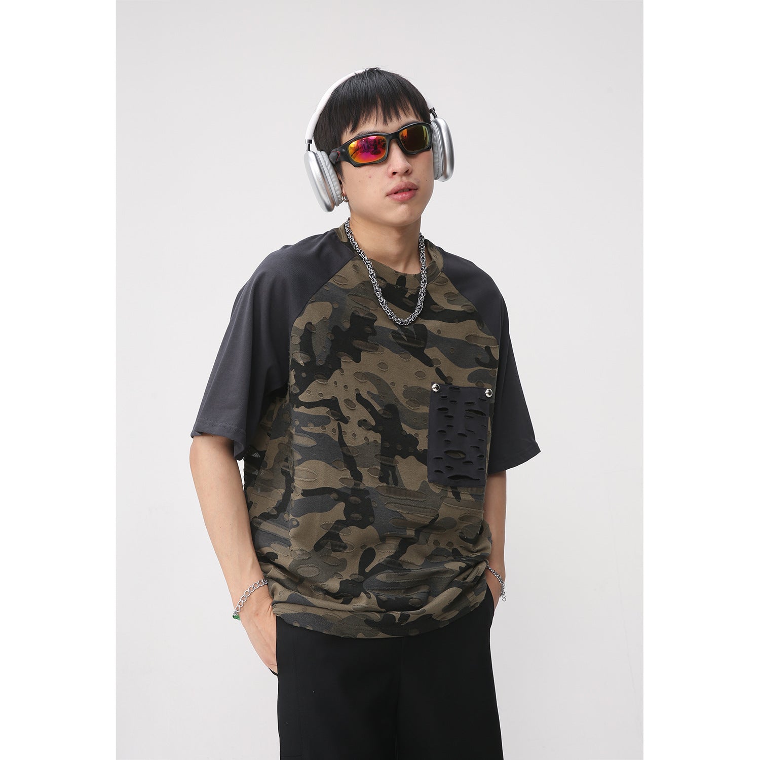 Summer Camouflage Patchwork Short Sleeve T-Shirt