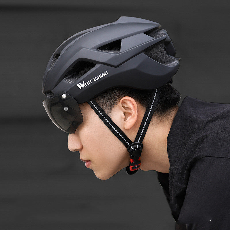 Integrated Goggles Cycling Helmet Mountain Road Bike Helmet