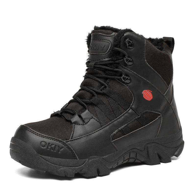Men’s Winter Fleece Lined Combat Boots Warm Outdoor Climbing Shoes