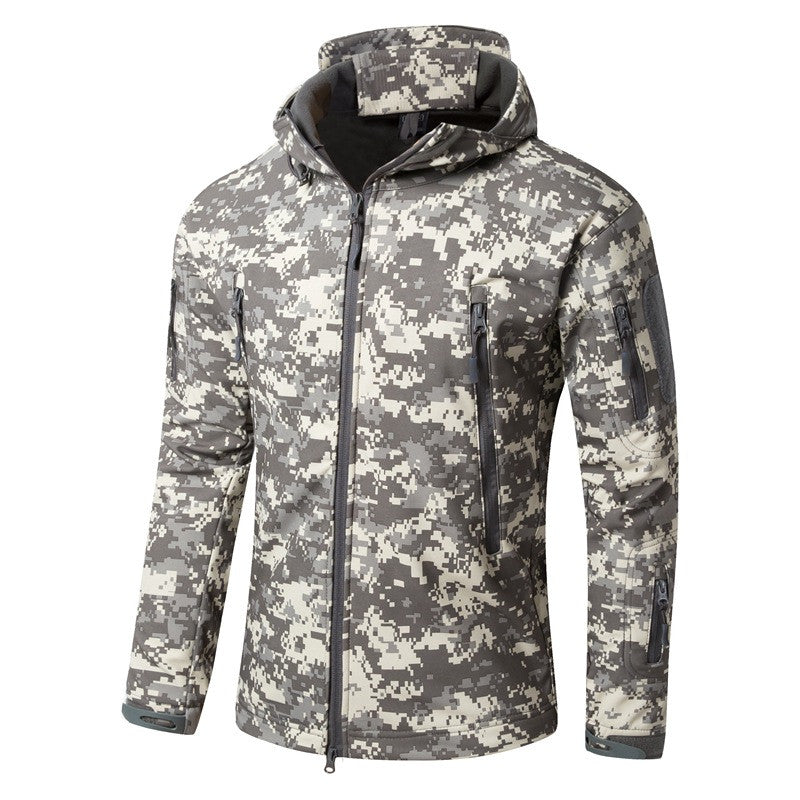 Large Size Soft Shell Fleece Outdoor Jacket Warm Camouflage Winter