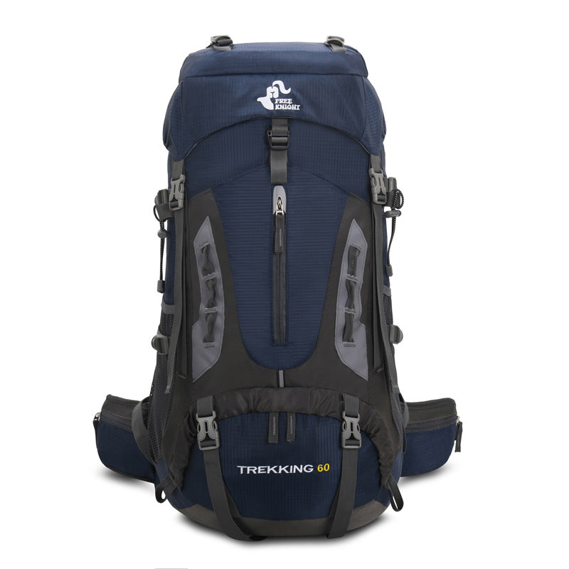 60L Mountaineering Hiking Backpack With Rain Cover For Camping